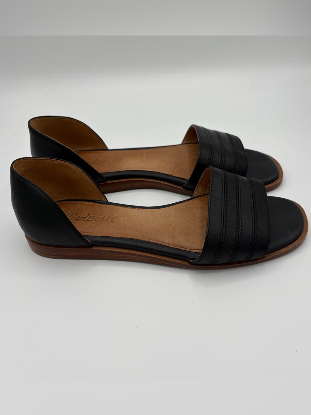 Madewell The Nelda Black Leather d’Orsay Flats Sz 7 M